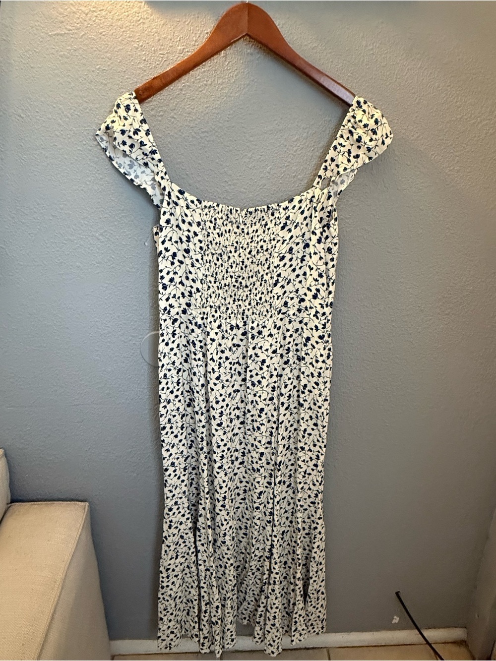 Reformation Bryson Midi Dress with Blue Floral Print - Picture 6 of 6